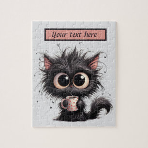 Puzzle Divertido gato café agregar texto