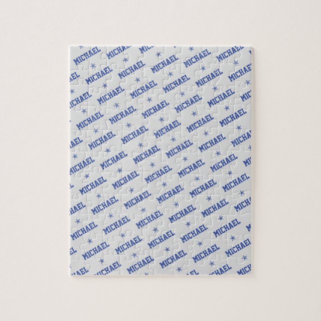 Puzzle Divertido nombre repetitivo con estrellas azules y (Vertical)