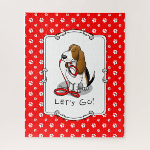 Puzzle ¡Divertido! ¡Vamos! Paseo de Basset Hound (tri-col