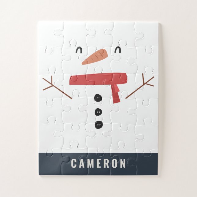Puzzle divertido y festivo muñeco de nieve lindo y person (Vertical)