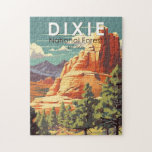 Puzzle Dixie National Forest Utah Travel Art Vintage<br><div class="desc">Diseño artístico de vectores del bosque nacional Dixie. El bosque nacional más grande de Utah,  se extiende a lo largo de la brecha entre la Gran Cuenca y el río Colorado.</div>