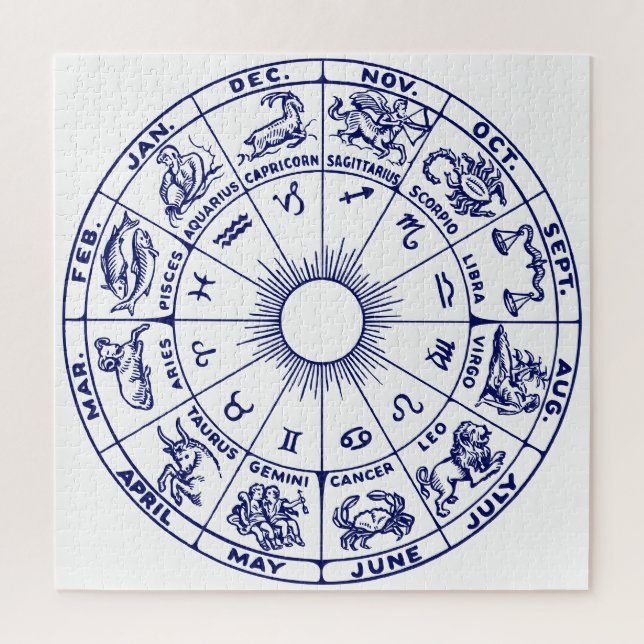 Puzzle DIY Color Zodiac Gráfico #1 - Azul sobre blanco (Vertical)