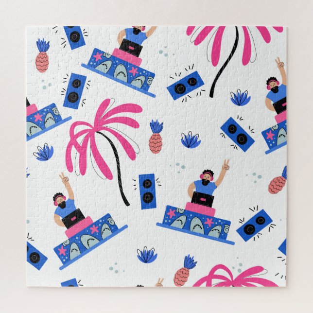 Puzzle Dj alegre, diseño tropical de playa. (Vertical)