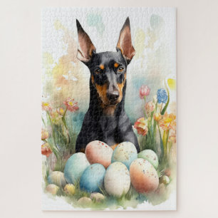 Puzzle Doberman con huevos de Pascua