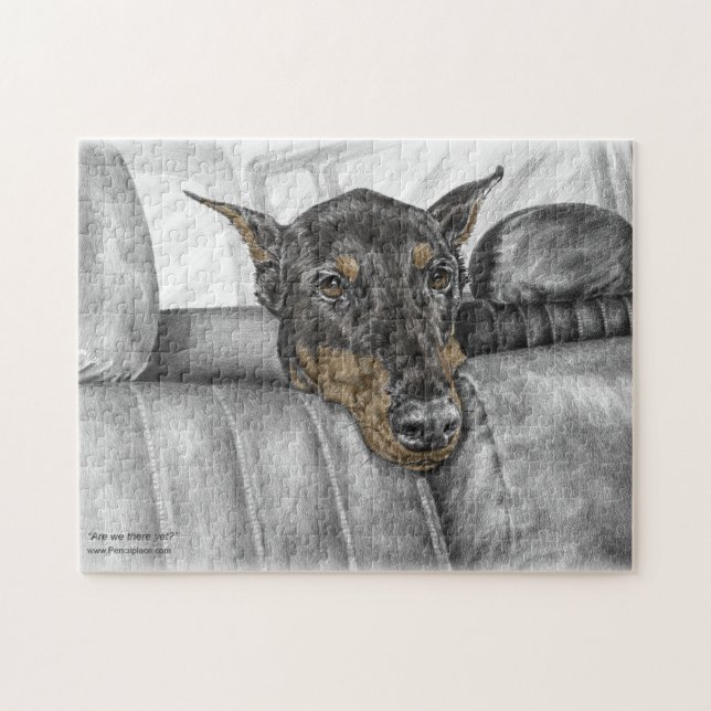 Puzzle Doberman en auto (Horizontal)