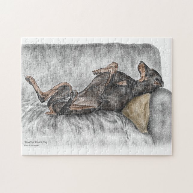 Puzzle Doberman gracioso en Sofa (Horizontal)