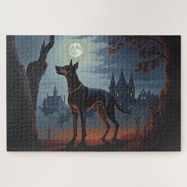Puzzle Doberman Halloween Scary (Horizontal)