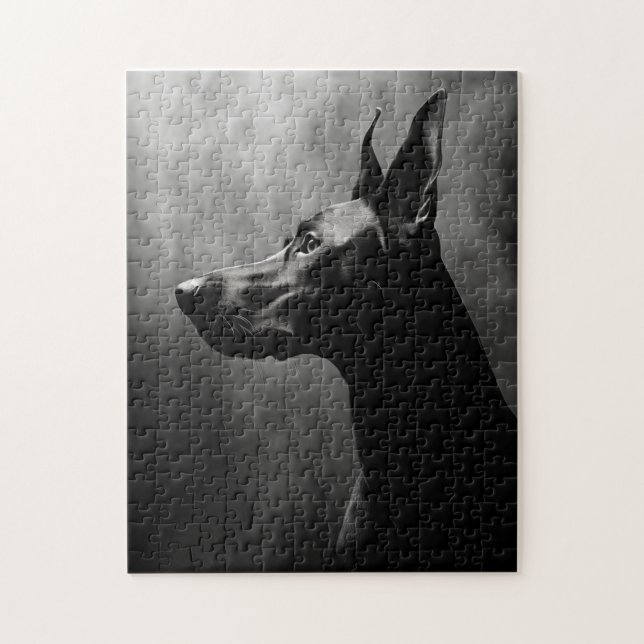 Puzzle Doberman Pinscher negro y blanco (Vertical)