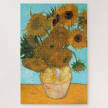 Doce girasoles en una bolsa (pintura de vida fija)