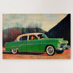 Puzzle Dodge Royal V8 en verde en 1954