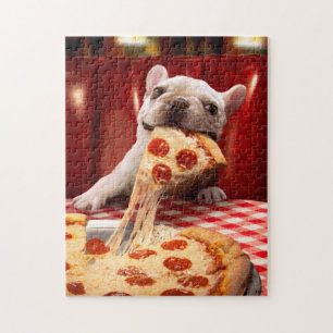 Puzzle Dog Eating Pizza Slice