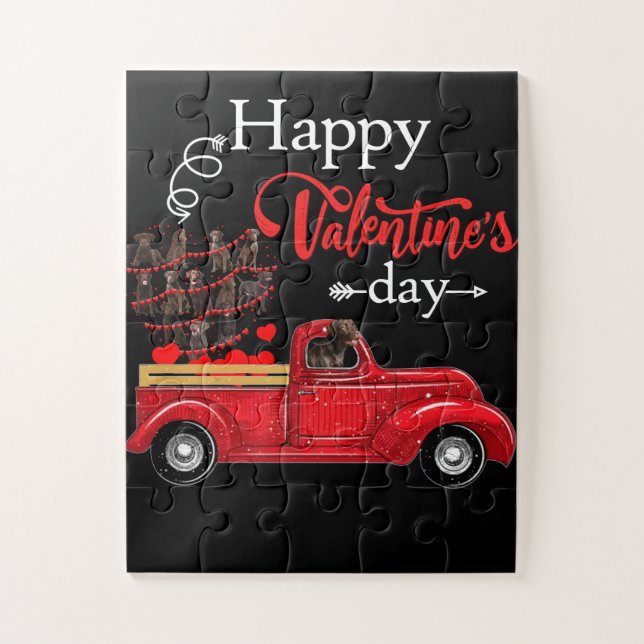 Puzzle Dog Lover | Chocolate Labrador Happy Valentine (Vertical)