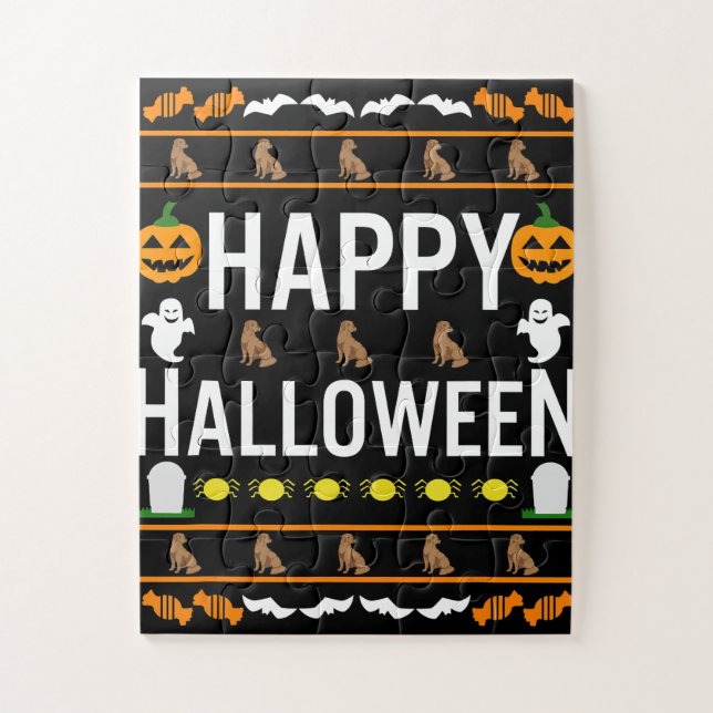 Puzzle Dog Lover | Feliz chocolate de Halloween Labrador (Vertical)