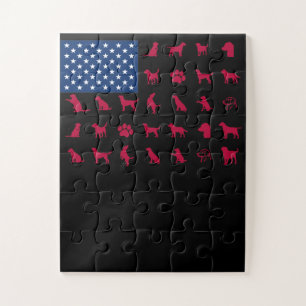 Puzzle Dog Lover   Labrador Recuperador Bandera Americana