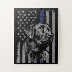 Puzzle Dog Lover Línea delgada de la bandera norteamer