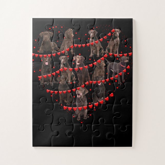 Puzzle Dog Lover |Love Heart Chocolate Labrador Valentine (Vertical)