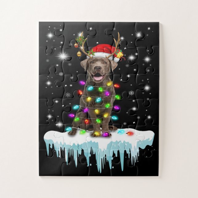 Puzzle Dog Lover | Luz de los Navidades de chocolate Labr (Vertical)