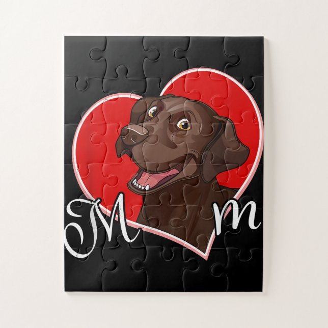 Puzzle Dog Lover | Mamá del chocolate de amor Labrador (Vertical)