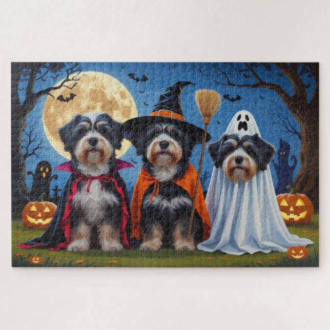 Puzzle Dogs de La Habana Calabaza Halloween Divertido (Horizontal)