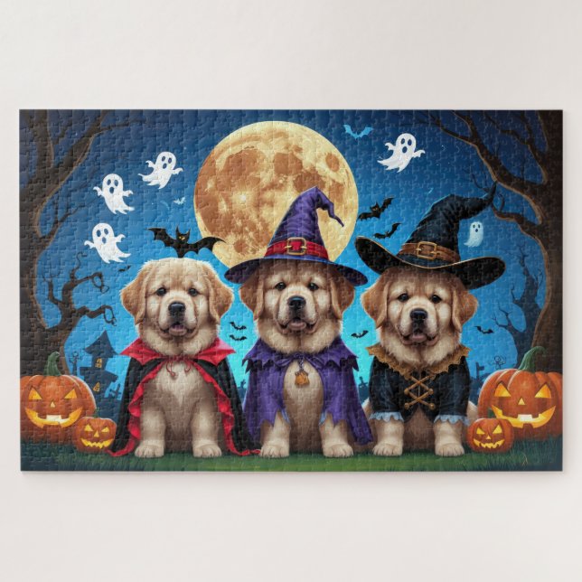 Puzzle Dogs de Terranova Calabaza Halloween Funny (Horizontal)