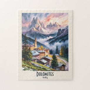 Puzzle Dolomitas Italia Alpes Paisaje Montañoso Acuarela