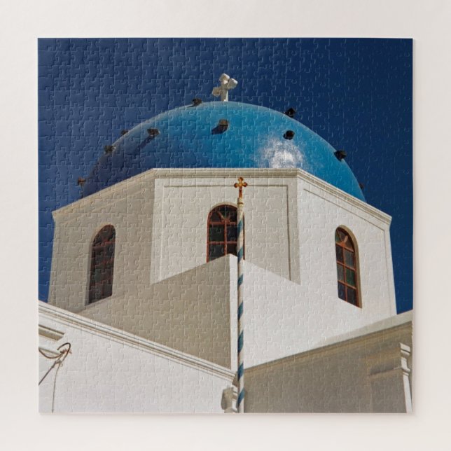 Puzzle Domo azul, Santorini, Grecia 676-pc (Vertical)