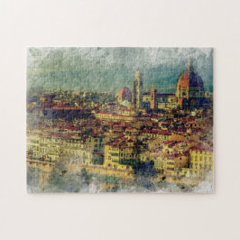 Puzzle Domo de Florencia italia mediterráneo acuarela