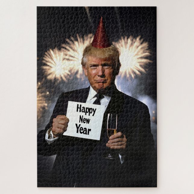 Puzzle Donald Trump celebra el estilo de Año Nuevo (Vertical)