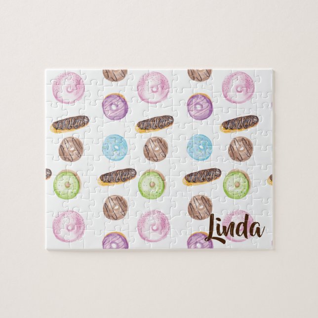 Puzzle Donas Eclairs Doughnut Colorido Acuarela (Horizontal)