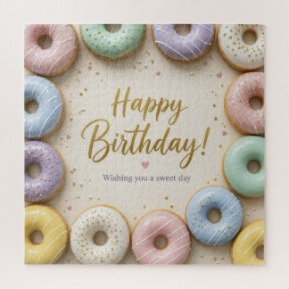 Puzzle Donas Glaseadas Pastel con Purpurina Dorada Dulces