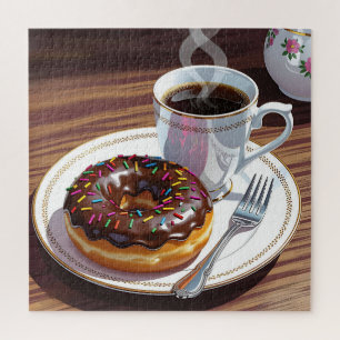 Puzzle Donut y café de chocolate con escarcha