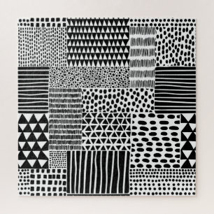 Puzzle Doodle blanco negro: etnia sin foco