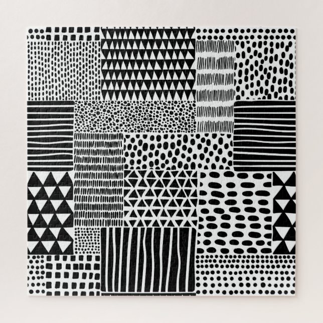 Puzzle Doodle blanco negro: etnia sin foco (Vertical)