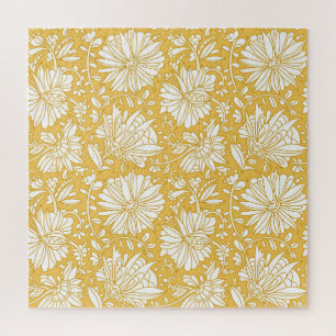 Puzzle Doodle dorado floral, abstracto dibujado a mano