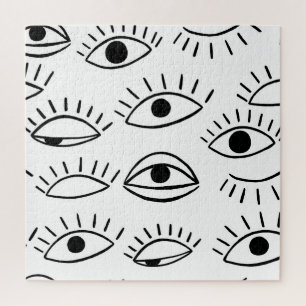 Puzzle Doodle eye, patrón creativo sin costuras.