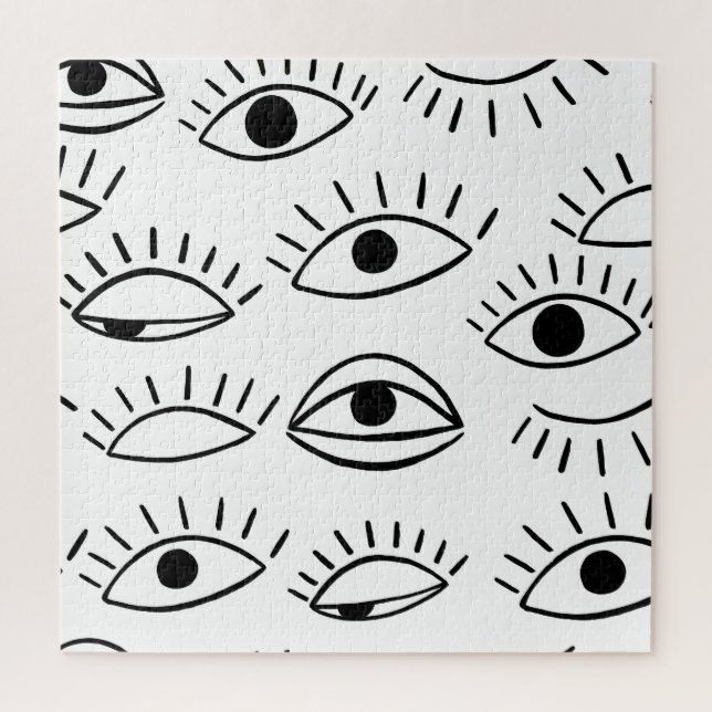 Puzzle Doodle eye, patrón creativo sin costuras. (Vertical)