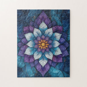 Puzzle Doodle Whimsical Blue and Purple Mandala Doodle