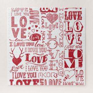 Puzzle Doodles de amor dibujados a mano, patrón encantado