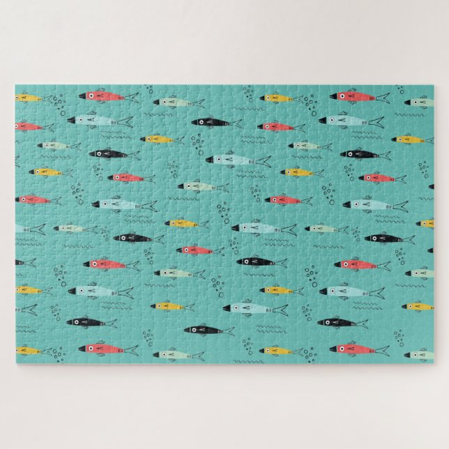 Puzzle Doodles modernos de pescado (Horizontal)