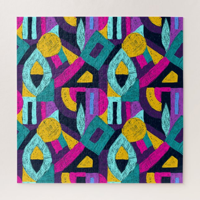 Puzzle Doodles retro: arte pop geométrico. (Vertical)