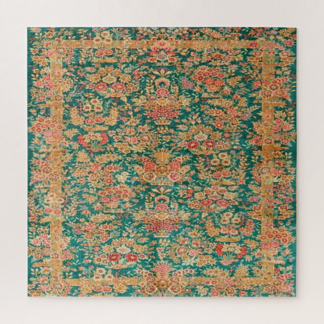 Puzzle Dorado verde flor floral estampado turco persa (Vertical)
