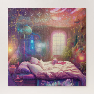 Puzzle Dormitorio para amantes de la planta bohemia