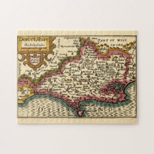 Puzzle Dorset Dorsetshire County England Mapa histórico a