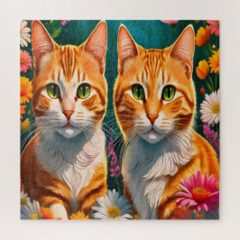 Puzzle Dos adorables gatos atigrados pelirrojos