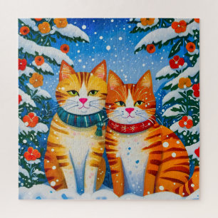 Puzzle Dos adorables naranjas y gatos blancos