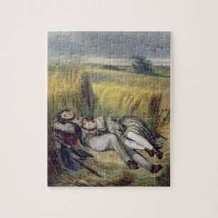 Puzzle Dos amantes que mienten en un campo de maíz