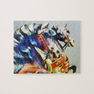 Puzzle Dos caballos de carrusel cerrados