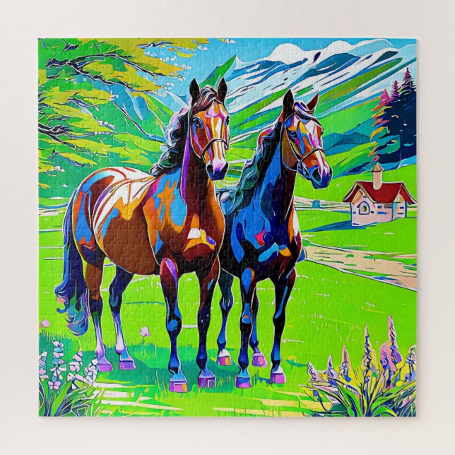 Puzzle Dos caballos encantadores (Vertical)
