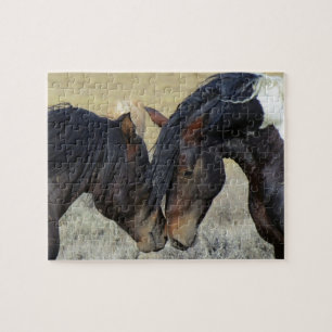Puzzle Dos caballos salvajes marrones desconcertando
