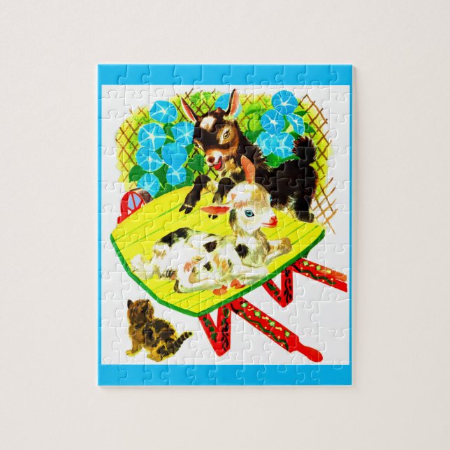Puzzle dos cabras un gatito (Vertical)